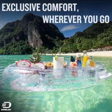 DIVEBLAST: Transparent Floating Drink Holder for Pool, Hot Tub Accessories for Adults - Holds Up to 50 LBS - Glitter Fun Swimming Pool Accessories for Adults, Cool and Unique Drink Floaties