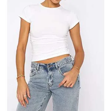 BAIGRAM AKLOPVII Women's Slim Fit Crop Top Tee Shirt