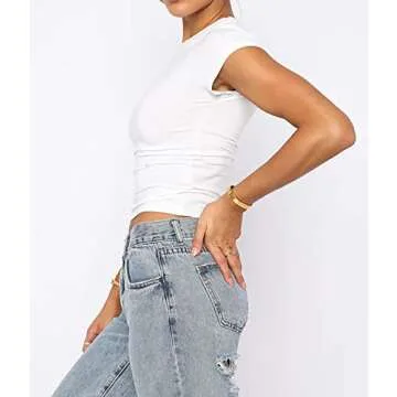 BAIGRAM AKLOPVII Women's Slim Fit Crop Top Tee Shirt