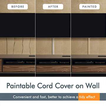 TV Cord Cover Cable Raceway on Wall, 31.5 inch Cable Management System for Cord Cable Concealer, Printable White Cable Cover Channel for Wall Mounted TV, Speaker Wire Hider, 2X L15.7in W1.5in H0.7in