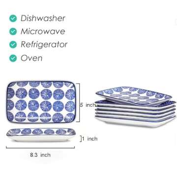 Selamica Ceramic 8 inch Rectangular Salad Plates, Dinner Plates, Pasta Dessert Plates for Appetizer,...