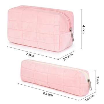 SOIDRAM Checkered Pink Makeup Bags - Stylish Travel Organizers