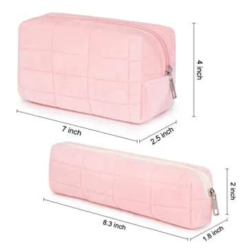 SOIDRAM Checkered Pink Makeup Bags - Stylish Travel Organizers