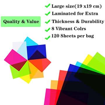 AIKS 120 Pieces Cello Sheets Cellophane Wraps colored cellophane sheets for DIY Arts Crafts Decorati...