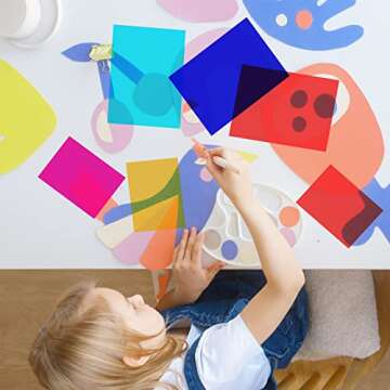 AIKS 120 Pieces Cello Sheets Cellophane Wraps colored cellophane sheets for DIY Arts Crafts Decoration and More (Multicolor, 7.5 x 7.5 Inch)