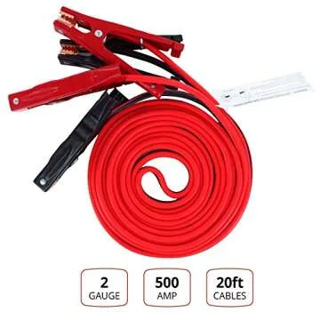 Iron Forge Tools Jumper Cables Heavy Duty 2 Gauge 20 Foot 500 Amps, 20ft Heavy Duty Jumper Cables fo...