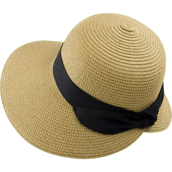 Foldable Wide Brim Straw Sun Hat for Women