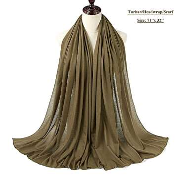 Harewom Hair Wrap for Black Women with Natural Hair - Army Green Large Stretch Soft Edge Scarves for...