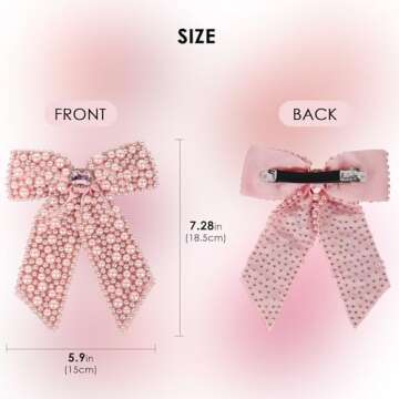 Biiange Pearl Bow Barrette Hair Clip, Pearl Bow Barrette, Biiange Pearl Bow Barrette Hair Clip, Pear...