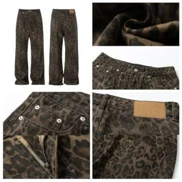 Aiyify Y2k Jeans Cheetah Print Jeans Oversized Wide Leg High Waisted Cargo Pants Leopard Print Pants for Women (Small,Small,Brown)