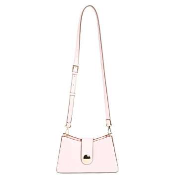 Like Dreams Women Fashion Vintage Shoulder Purse Chic Vegan Leather Messenger Buckle Crossbody Handbag (Blush)