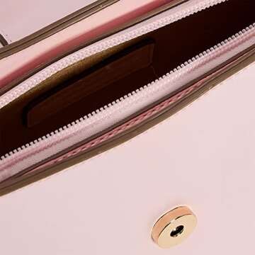 Like Dreams Women Fashion Vintage Shoulder Purse Chic Vegan Leather Messenger Buckle Crossbody Handbag (Blush)