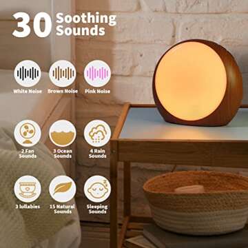 iDealSleep Brown Noise Sounds Machine White Noise Machine with 30 Soothing Sounds 12 Color Night Lig...