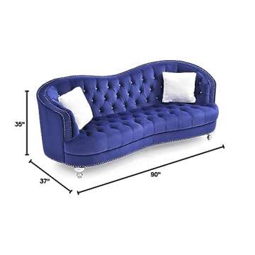 Glory Furniture Jewel Velvet Sofa in Blue