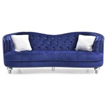 Glory Furniture Jewel Velvet Sofa in Blue