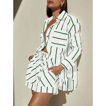 Bufushaoh Women's Striped Casual Lounge Outfits Set