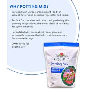 Burpee, 9 Quarts | Premium Organic Potting Natural Soil Mix Food Ideal for Container Garden-Vegetable, Flower & Herb Use for Indoor Outdoor Plant