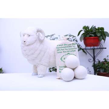 FHQSX Wool Dryer Balls Organic XL 6-Pack, Reusable Natural Fabric Softener, Reduces Wrinkles,Dryer Sheets Alternative