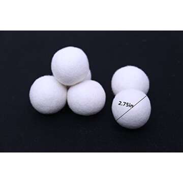 FHQSX Wool Dryer Balls Organic XL 6-Pack, Reusable Natural Fabric Softener, Reduces Wrinkles,Dryer Sheets Alternative