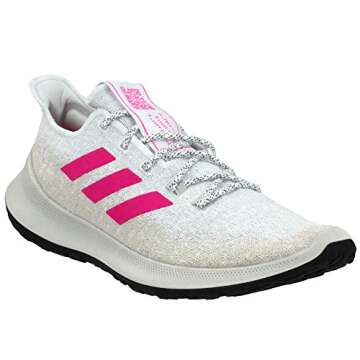 adidas Women's SenseBOUNCE + Running Shoe, White/Shock Pink/Grey, 10 M US