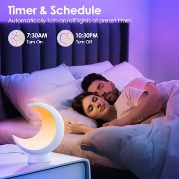 ECOLOR Smart Touch Bedside Table Lamp, RGB APP Control Small Moon Lamp with 20+ Scene Mode, Music Mode & Sleep Mode, 6 Way Dimmable Multi-Color & Warm White LED Moon Light for Bedrooms Living Room ﻿