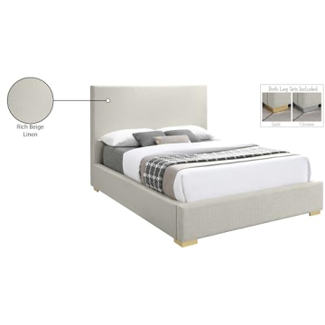 Elegant Mid-Century Modern King Bed with Chrome Legs