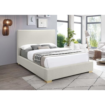 Elegant Mid-Century Modern King Bed with Chrome Legs