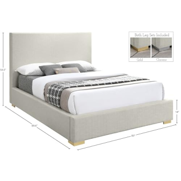 Elegant Mid-Century Modern King Bed with Chrome Legs