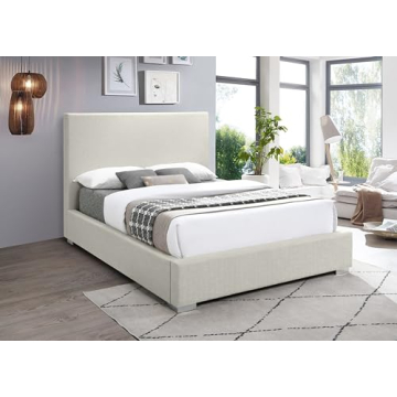 Elegant Mid-Century Modern King Bed with Chrome Legs