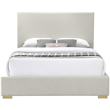 Elegant Mid-Century Modern King Bed with Chrome Legs