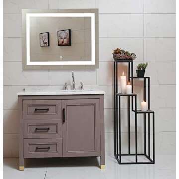 36X28 Inch LED Lighted Bathroom Mirror with Dimmable Touch