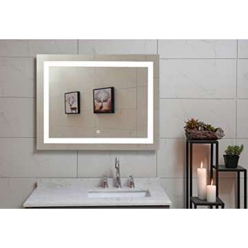 36X28 Inch LED Lighted Bathroom Mirror with Dimmable Touch