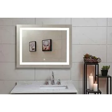 36X28 Inch LED Lighted Bathroom Mirror with Dimmable Touch