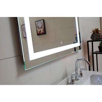 36X28 Inch LED Lighted Bathroom Mirror with Dimmable Touch