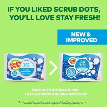 Scotch-Brite Odor Resist Non-Scratch Scrub Sponge, Dishwasher-Safe Kitchen Sponges that Resist Bacte...