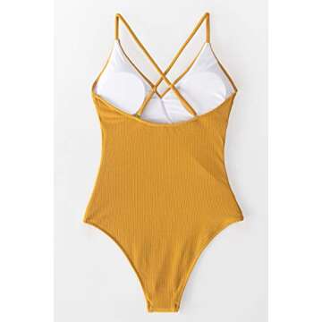 Cupshe Fashion Happy Ending Solid One-Piece Swimsuit Beach Swimwear Bathing Suit (M),Yellow