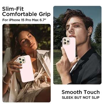 COFFKER Compatible with iPhone 15 Pro Max Case, Liquid Silicone Case, Full Body Shockproof Protectiv...