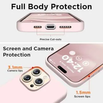 COFFKER Compatible with iPhone 15 Pro Max Case, Liquid Silicone Case, Full Body Shockproof Protective Cover Slim Thin Phone Case with Soft Anti-Scratch Microfiber Lining, 6.7 inch-Lovely Pink