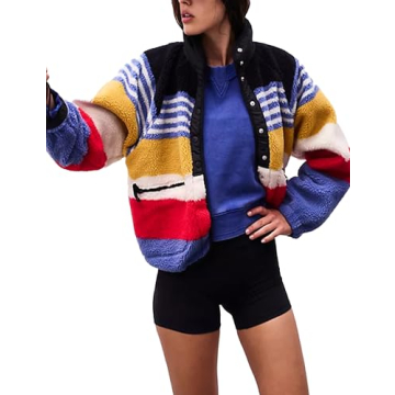 Fhniepan Women's Printed Fleece Jacket: Cozy & Stylish Outerwear with Pockets