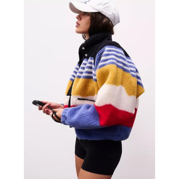 Fhniepan Women's Printed Fleece Jacket - Stylish & Cozy