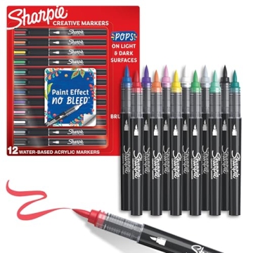 Sharpie Creative Paint-like Brush Tip Acrylic Markers - Assorted Colors, 12 Count, Perfect for Art a...