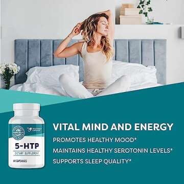 Vimergy 5-HTP Capsules, 60 Servings – Healthy Mood & Stress Support Supplement – Promotes Health...