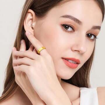 Love Friendship Gold Rings for Women:Wedding Band 18k Gold Ring Cubic Zirconia Stainless Steel Promi...