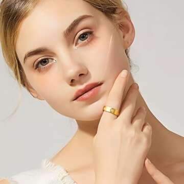 Love Friendship Gold Rings for Women:Wedding Band 18k Gold Ring Cubic Zirconia Stainless Steel Promise Ring Jewelry Birthday Gifts for Women,Size 6-10