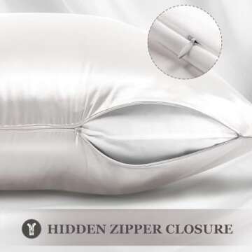 Adubor Silk Pillow Cases - 100% Pure Mulberry Silk, 23 Momme 6A Grade Fibers, 900 Thread Count, Silk Pillowcase for Hair and Skin Health, with Hidden Zipper (Standard 20''×26'', Lvory White, 1PC)