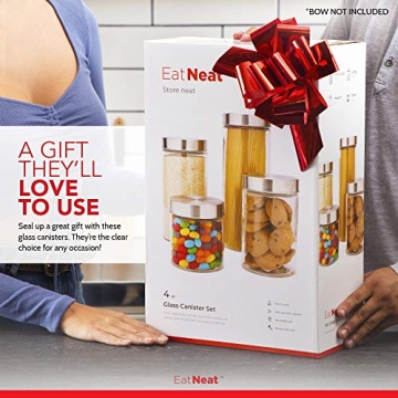 EatNeat Stylish Glass Canisters Set - Airtight Food Storage