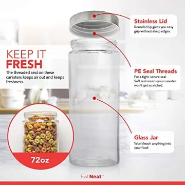 EatNeat Stylish Glass Canisters Set - Airtight Food Storage