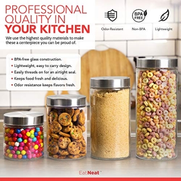 EatNeat Stylish Glass Canisters Set - Airtight Food Storage