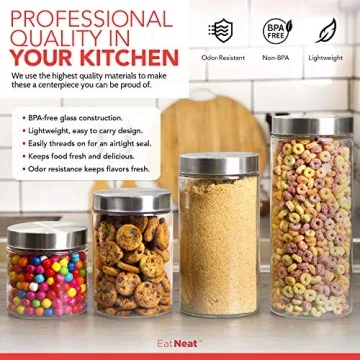 EatNeat Stylish Glass Canisters Set - Airtight Food Storage