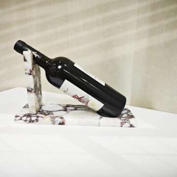 Artisanal Abode Creative Modern Marble Wine Holder Stand, Single Bottle Wine Rack Storage, Elegant H...